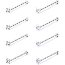 Conjunto de piercings para la nariz Sparkling20G - 8 piezas de acero inoxidable CZ316L para mujer - Hipoalergénico y elegante