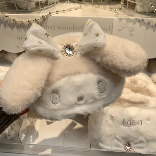 Ιαπωνική λευκή τσάντα Hello Kitty με κινούμενα σχέδια, βελούδινη τσάντα αποθήκευσης 2