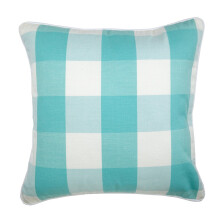 Aqua & Ivory kockás mintás párnahuzat, 45x45 cm-es pamut párnahuzat, kék kockás mintás, négyzet alakú dekoráció - standard betétekkel