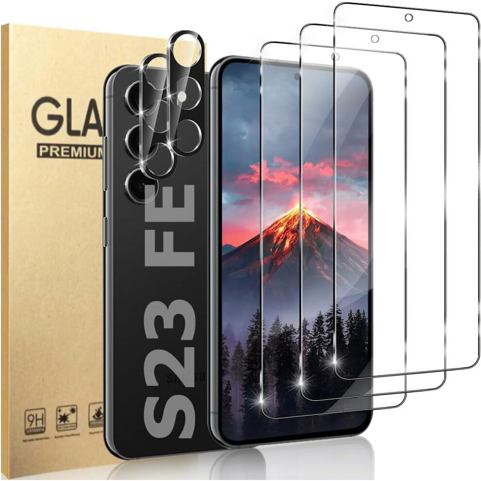 [3+2 Pack] Galaxy S23 Fe Screen Protector, 9H Tempered Glass, Ultrasonic Fingerprint Support, 3D Curved, Hd Clear, Scratch Resistant For Compatible 9191629702756
