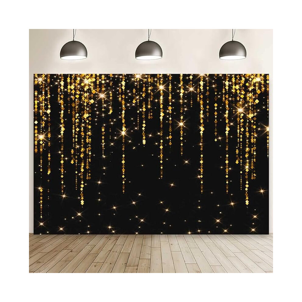 And Sparkles Photography Background, Compatible With Photo Studio, Wedding, Anniversary, Birthday, Bridal Shower, New Year Party Decor Black/Gold 9083649973851