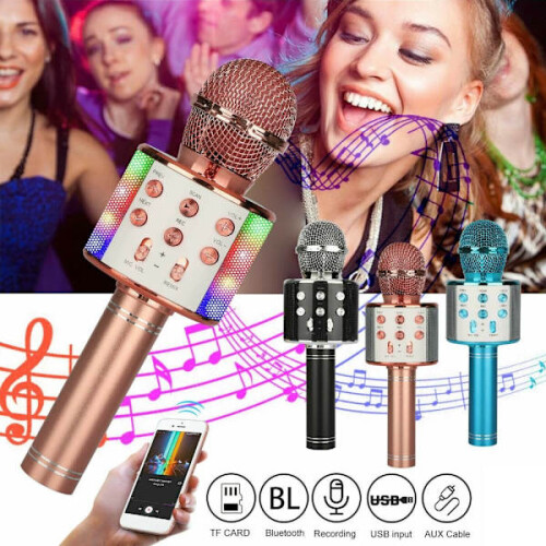 Wireless karaoke microphone Bluetooth speaker ROSE GOLD rose gold 1