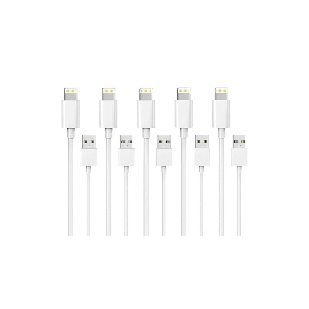 5-Pack 1M Lightning Charger Compatible With Iphone 13/12/11/ Xs/Max/X/8/7/6/5/Se White 9191629705979