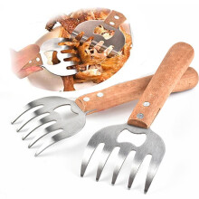 2 phíosa crúba feola miotail le láimhseáil adhmaid, mionghearrthóir do mhuiceoil, sicín, mairteoil, comhoiriúnach le BBQ, sailéid mheasctha,
