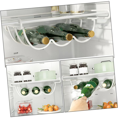 Fridge Bottle Rack Under Shelf Wine Holder SpaceSaving Kitchen Organizer with Sleek White Finish 2