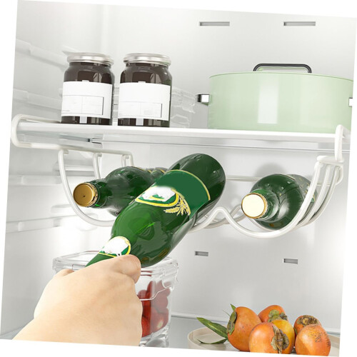 Fridge Bottle Rack Under Shelf Wine Holder SpaceSaving Kitchen Organizer with Sleek White Finish 1