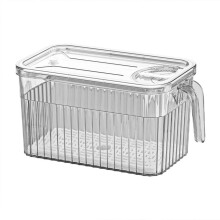 Infidev Koelkast Organizer 3.7L Stapelbare Bakjes met Geventileerde Deksel & Uitneembaar Afdruipmandje, Geschikt voor Koelkastopslag van Fruit.