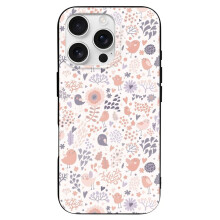 Capa floral em TPU para iPhone 16 Pro – Fina, resistente a impactos, não amarela, resistente a arranhões, compatível com carregamento sem fio.