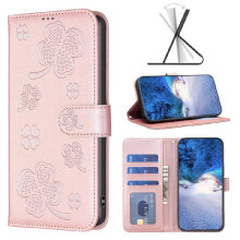 Carcasă tip flip pentru Samsung Galaxy S22Plus, portofel, piele PU multicoloră, sloturi pentru carduri, suport și suport, floare de trifoi