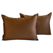 Capa de Almofada Lombar de Luxo HomeCentric, Marrom, Pacote com 2, 30x50cm, Cetim, Capa de Almofada Moderna - Cetim Marrom com Textura Irregular