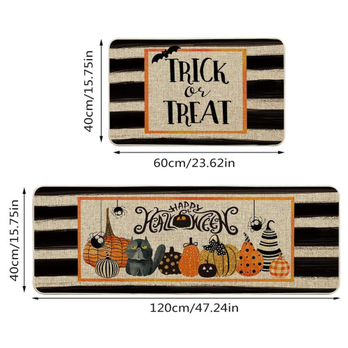 Kitchen Carpet (2 Pieces) Pumpkin Kitchen Carpet Washable Cushion Comfortable Kitchen Carpet Set 1