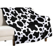 Manta decorativa - Manta de flanela macia com estampa de vaca para cama e sofá (178 x 203 cm)