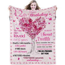 Deka Happy Sweet1250 cm x 150 cm - perfektní dárek k 12. narozeninám pro dívky, dcery, neteře a vnučky - flanelový fleecový přehoz