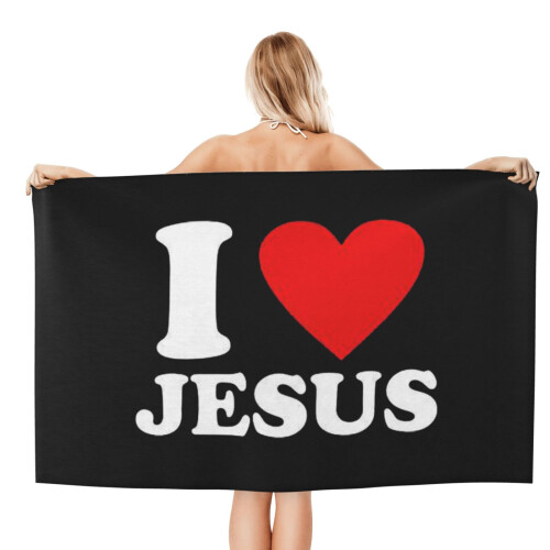 Πετσέτες μπάνιου I Love Jesus Πετσέτα θαλάσσης, γρήγορης ξήρανσης, μαλακή 1