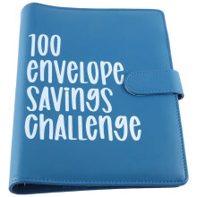 ckepdyeh 100 Envelope Challenge Binder, Savings Challenges Binder, Budget Binder, Easy and Fun Way to SaveMoney(Blue)
