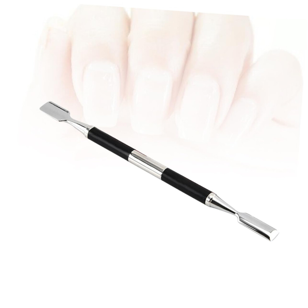 Black Stainless Steel Cuticle Pusher And Remover Dualhead Precision Tool Nonslip Matte Handle
