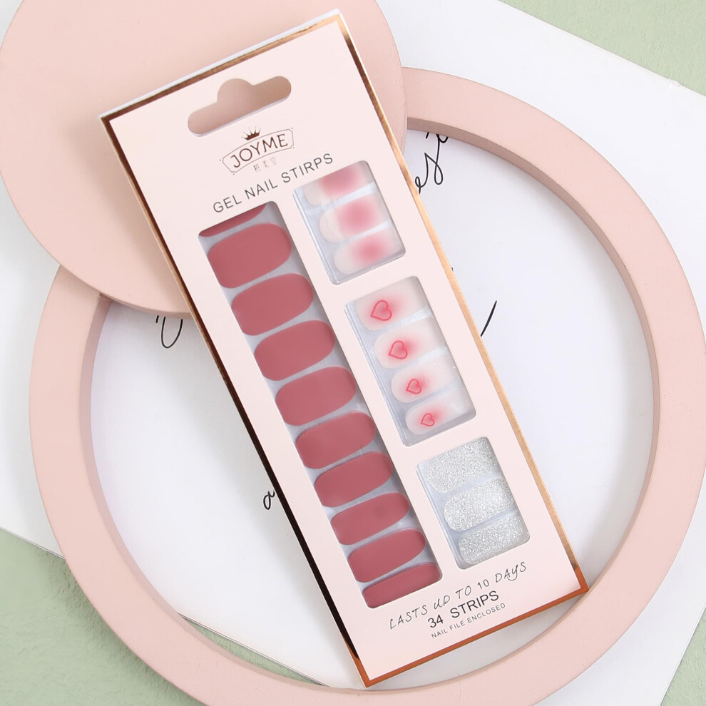 UV Gel Nail Strips with Gloss Finish, ChipResistant, Easy PressOn, 34 Long Lasting Nail Wraps