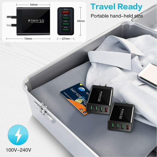 Φορτιστής τοίχου USB C 33W, μπλοκ γρήγορης φόρτισης 4 θυρών με διπλό PD+QC, συμβατός με 2