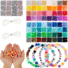 Lzvxtym 1977Pcs Pony Beads Kit for Bracelet Making 64 Colors 9mm Kandi Beads Set Plastic Pony Beads Bulk