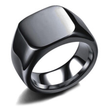 Anillo de talón liso de acero inoxidable negro9