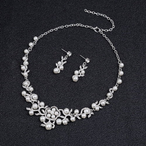Σετ σκουλαρίκια κολιέ με μαργαριτάρια, νυφικό, ευέλικτα αξεσουάρ, μόδα, μικρό, 1