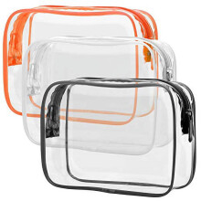Transparente Kulturbeutel im 3er-Pack, TSA-konforme Größe (1 Liter), geeignet für Handgepäck, Reise-Kosmetiktasche für Damen und Herren,
