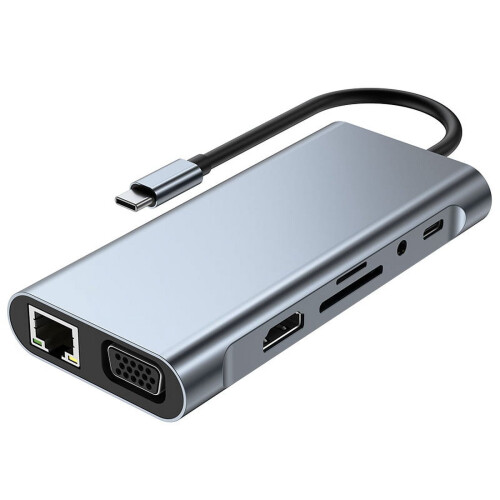 Διανομέας USB Dock 11in1 τύπου C, προσαρμογέας πολλαπλών θυρών 3.0, συμβατός με θύρα Ethernet