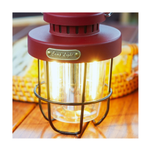 Lampă retro portabilă pentru camping, iluminare vintage pentru cort, lampă LED reîncărcabilă USB, lampă agățată de urgență roșie
