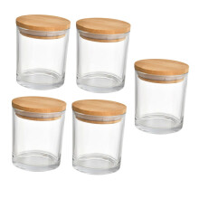5 Sets Glass Candle Jars with Bamboo Lids for DIY Candle Making and Home Decoration