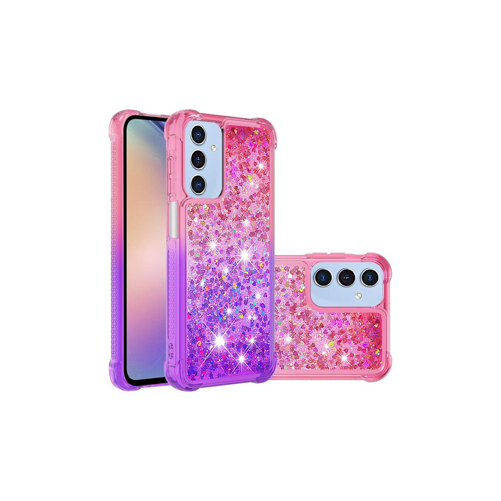 Skalo Compatible With Samsung A16 Quicksand Glitter Hearts Tpu Case - Multicolor Pink/Purple 9340258933295