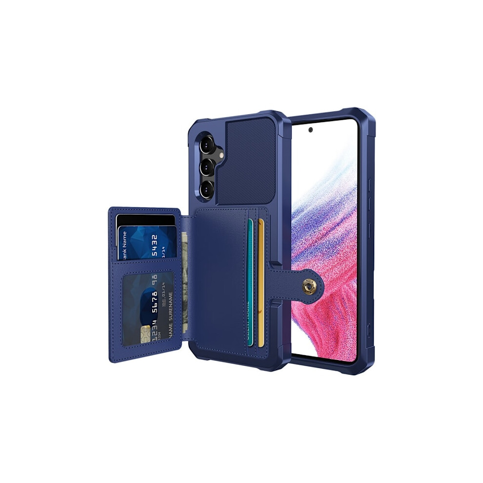 Skalo Compatible With Samsung A54 5G Shockproof Case With Wallet - Blue 9340258933035