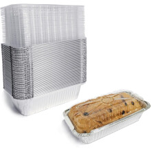 Einweg-Brotformen aus Aluminiumfolie | 1,5-Pfund-Kastenformen mit Deckel | 50er-Packung | Dessertboxen – Ideal zum Backen, Aufbewahren und Mitnehmen