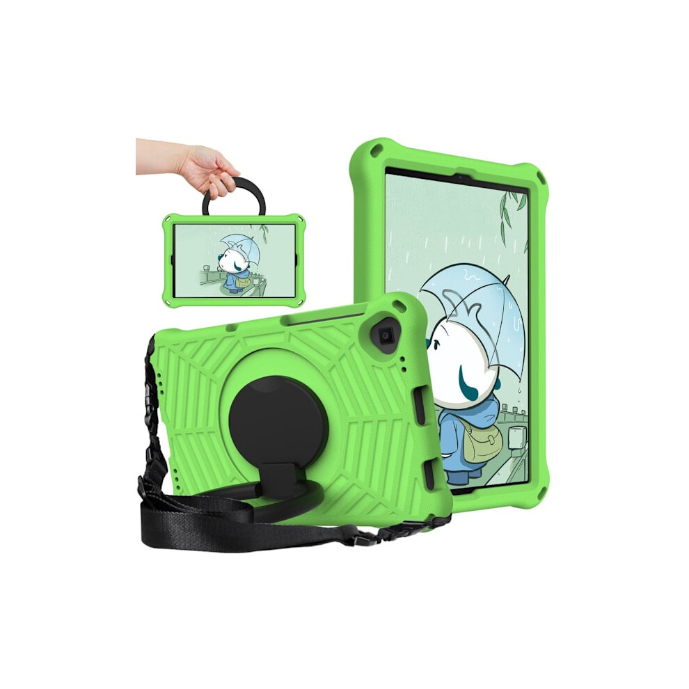 Skalo Compatible With Lenovo Tab M10 Fhd Plus 10.3" Extra Shockproof Armor Spider Web Case With Shoulder Strap - Green 9340258932939