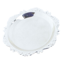 Plateau en fer doré argenté brillant, décoratif, ornement, pour buffet, gâteaux aux fruits, articles de fête, assiettes de rangement pour