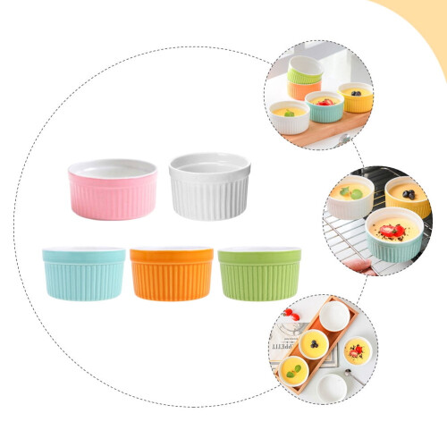 5 Pcs Roasting Pan Baking Dishes for Oven Mini Pudding Bowl 2