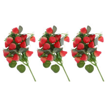 Branches pour créer soi-même de fausses fraises (3 pièces), cadeau artificiel, décoration pour salon ou bureau, bouquet de tiges artificielles