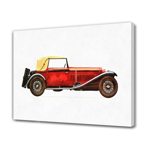 Pôster em tela com carro clássico retrô para decoração de quarto, escritório ou sala de estar, estilo moldura, 20x30cm (8x12 polegadas).