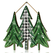 EUDIDV Weihnachtsbaumdeko Drei Weihnachtsbäume Holzschild Anhänger Dekorative Türplatte Festliche Hängende Dekoration
