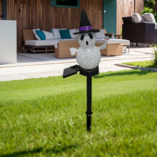 HBASD Outdoor Halloween Solar Spookjes Padmarkeringslampjes met Grondpen, 46,5 cm Waterdichte Lichtslinger voor Gazon, Looppad en Oprit