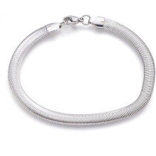 1 Stück anlaufbeständiges Armband aus Edelstahl 304 mit Fischgrätmuster und Karabinerverschluss, Edelstahlfarbe, 8-1/4 Zoll (21 cm), 6 x 2,5 mm