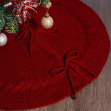 Jupe de sapin de Noël tricotée Taotanxi : 91 cm (36 pouces), rouge, grosse maille torsadée, décoration rustique idéale pour une fête de