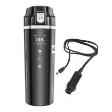 Bouilloire de voiture 12V/24V, intelligente, chauffe-tasse, idéale pour chauffer l'eau, le lait et le café (noire).