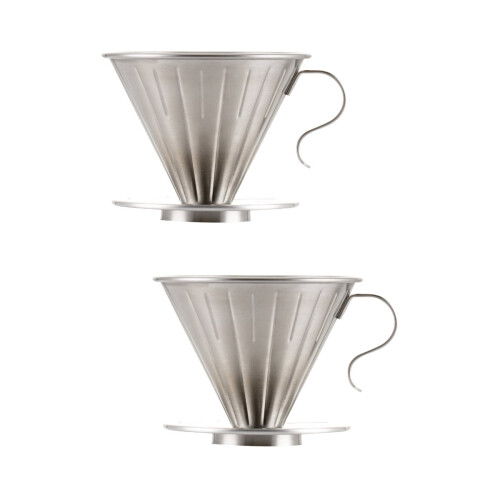 Set mit 2 Kaffeefiltern, Drippern und Sanduhren