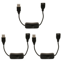 Cabo de extensão USB A macho para fêmea triplo com interruptor liga/desliga