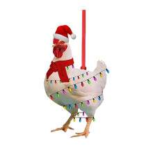 Kerstkrans met haan, kerstdecoratie met kippenmotief, wanddecoratie voor huis en tuin QQ163