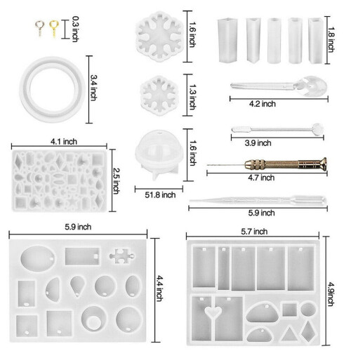 WinysinSet127PCS Εργαλεία Σετ Εποξειδικής Ρητίνης και Βραχιόλι Μενταγιόν Καλούπια 2