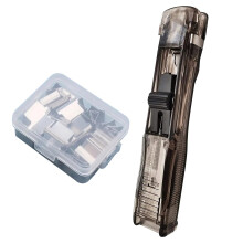 Clips para carpetas de papel YiFudd, grapadora de escritorio para accesorios de documentos de oficina, 1 dispensador de clips tipo pinza y una caja