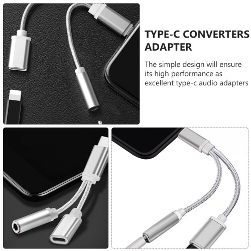 2 stk. opladeradapter headset-lyd USB-splitter dispensertype - opladningskonvertere 2
