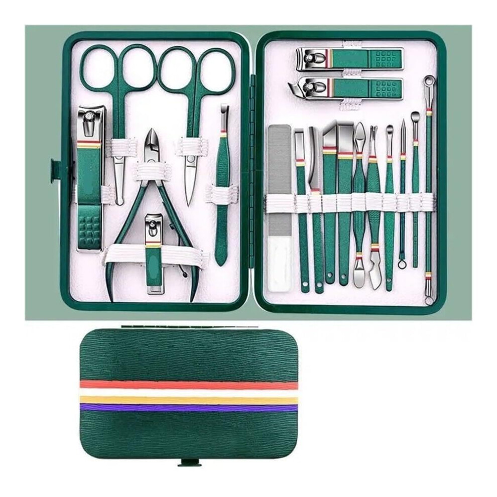 Manicure Set 19 Pcs Stainless Steel Nail Clipper Kit AllinOne Grooming Case for Hands and Feet