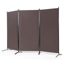 3 Panel Raumteiler mit robusten Scharnieren und Stahlbasis Freistehender Sichtschutz 260x 183 cm Kaffee